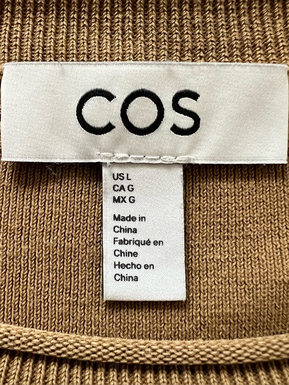 COS Oversized Striped Cotton Crewneck Sweater Brown Cream Size Large - Picture 10 of 14